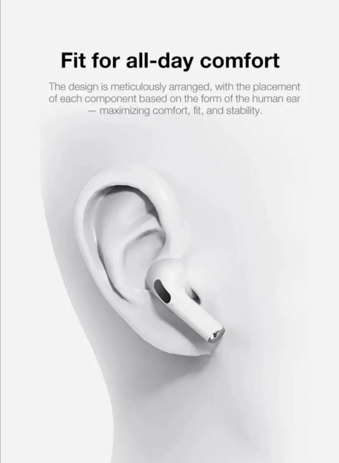 White Wireless Earbuds | Advanced Noise Cancellation & Long Battery Life