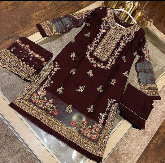 Stunning Women's Stitched Embroidered Suit - 3 Pcs