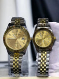 Stylish Quartz Couple Watch - 2 Pcs Chain Strap Design